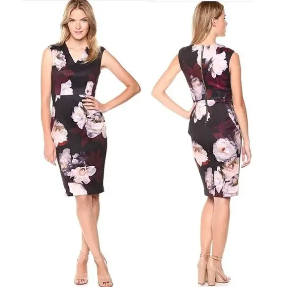 Calvin Klein | Dresses | Calvin Klein Size 2 Black Pink Floral Scuba Dress Office Siren Wedding Guest Fem | Poshmark Calvin Klein | Dresses | Calvin Klein Size 2 Black Pink Floral Scuba Dress Office Siren Wedding Guest Fem | Poshmark